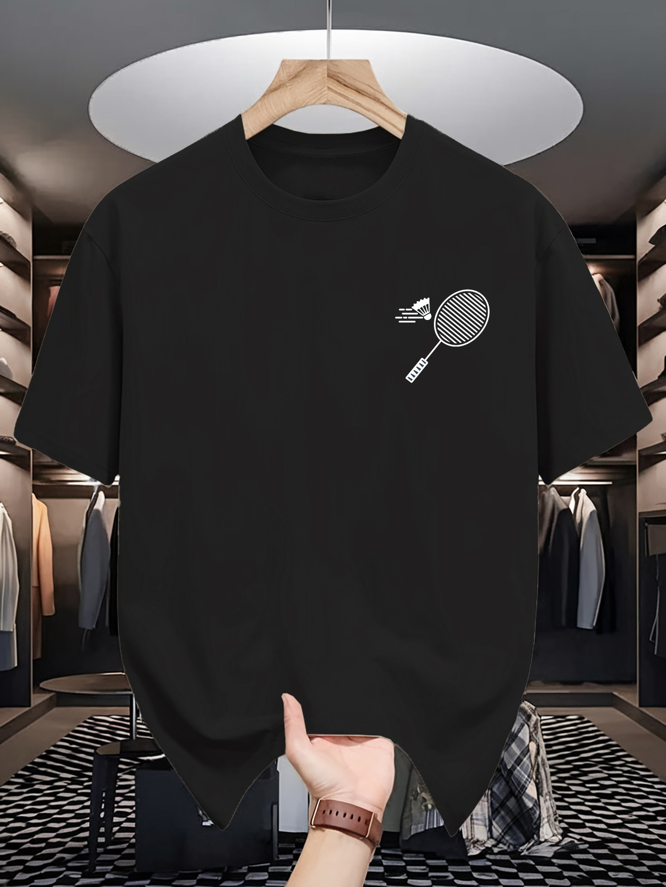 Mens Crew Neck T Shirt Minimal - đánh giá và giá Badminton Emoji