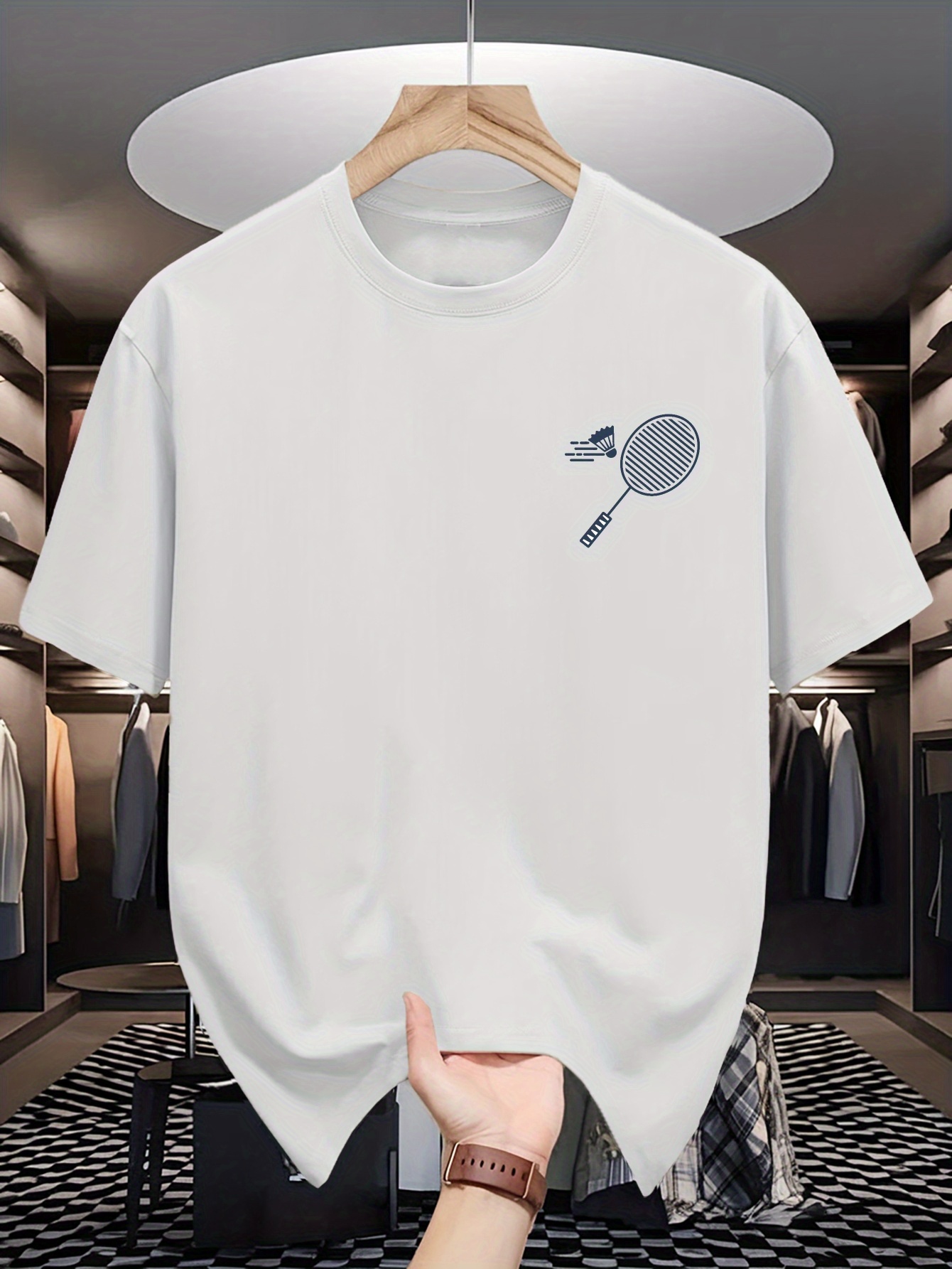 Mens Crew Neck T Shirt Minimal - đánh giá và giá Badminton Emoji